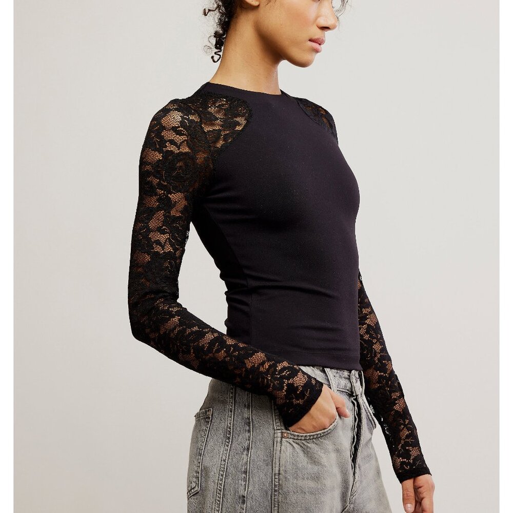 FREE PEOPLE No Excuses Long Sleeve / Black - Picture 2 of 9